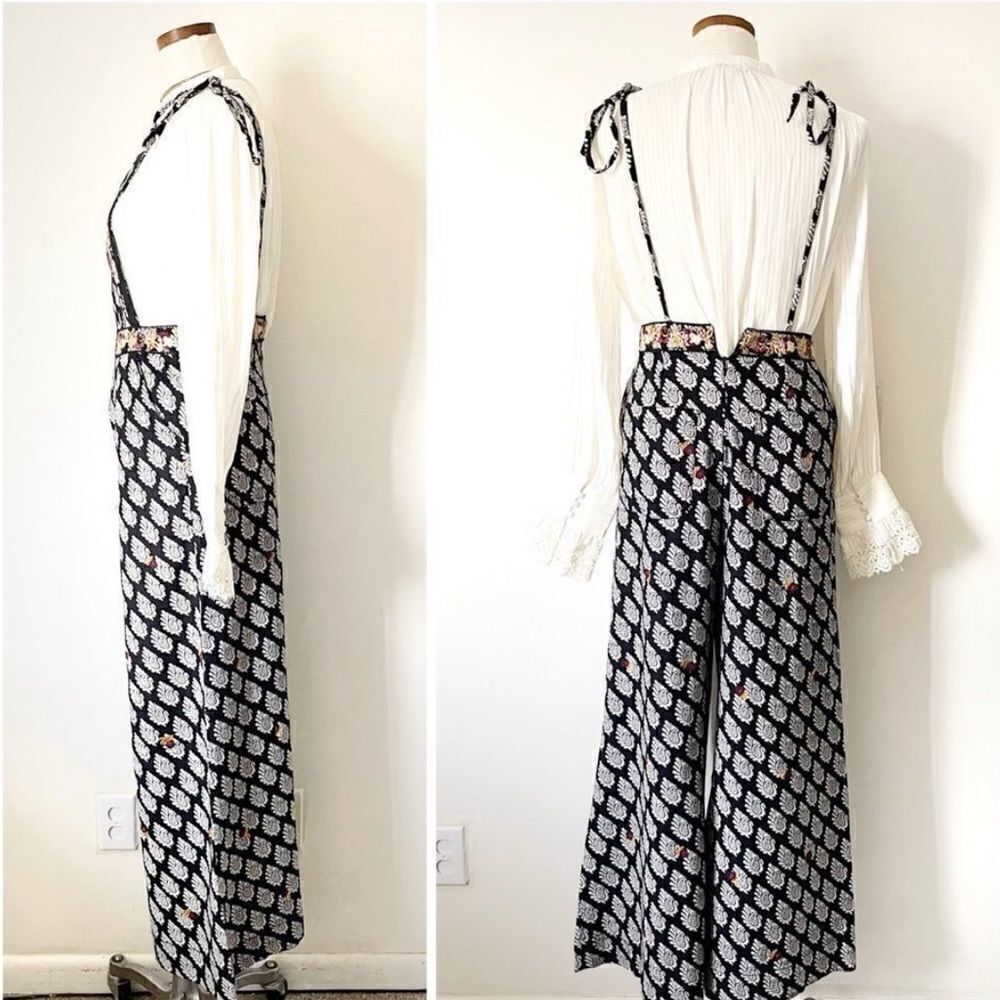 Anthropologie Embroidered Wide-Leg Jumpsuit Size 8 - Picture 6 of 8